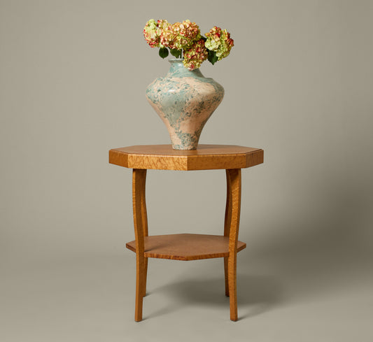 ANTIQUE TWO TIER BIRDS EYE MAPLE TABLE