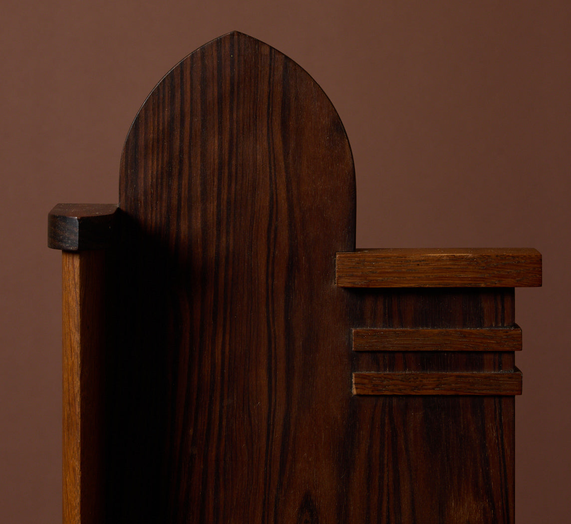 1920S AMSTERDAM SCHOOL OAK & ROSEWOOD WALL SHELF