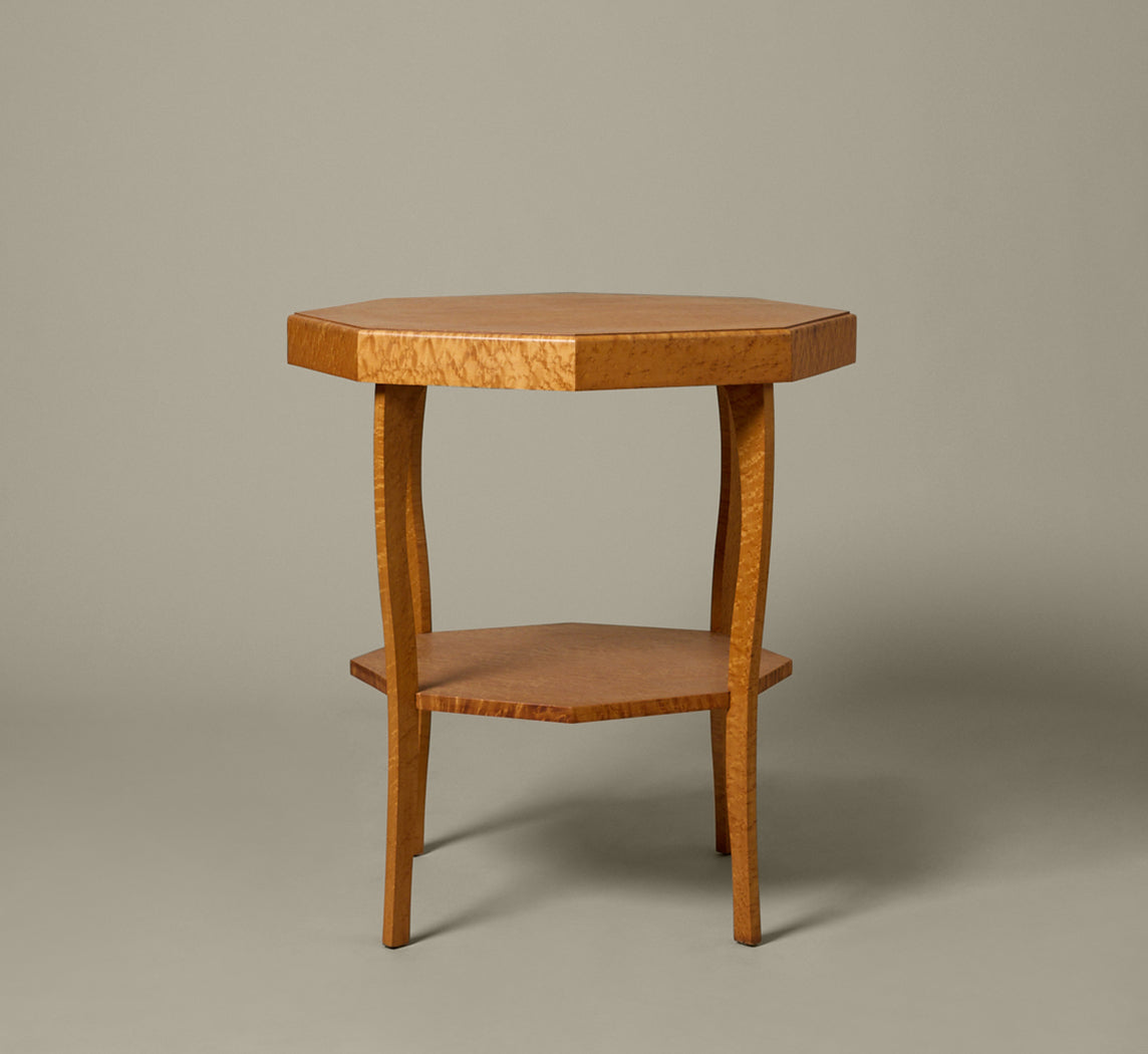 ANTIQUE TWO TIER BIRDS EYE MAPLE TABLE