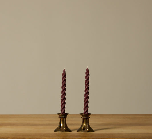 PAIR VINTAGE BRASS CANDLESTICKS HOLDER WITH HANGING TASSELS