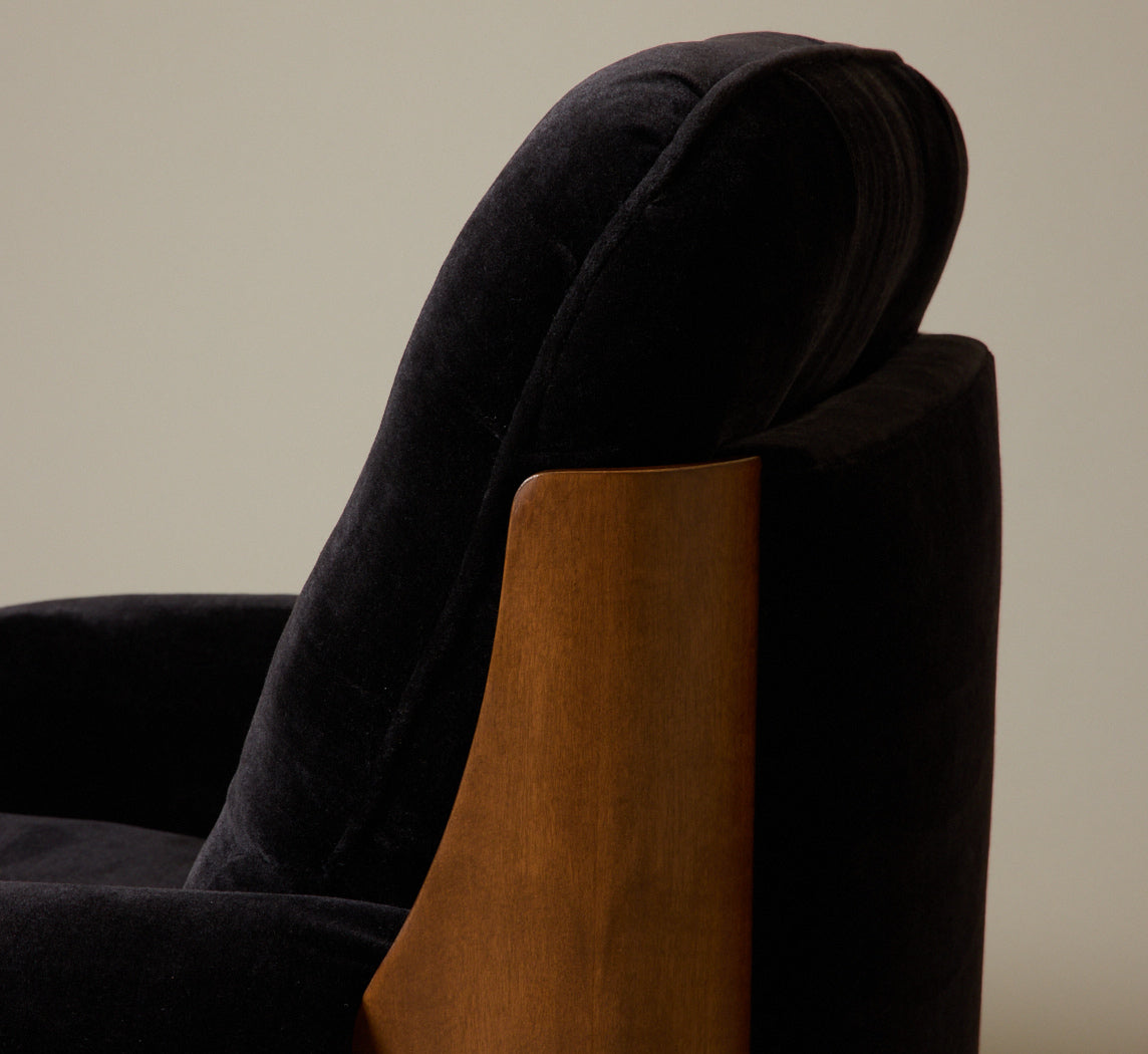 1960S ITALIAN MOHAIR & WALNUT ARMCHAIRS