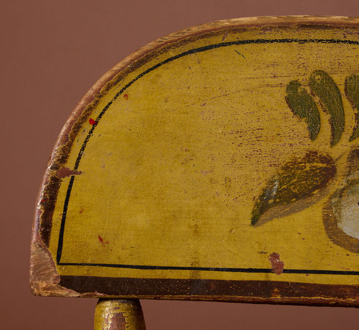 PAIR OF 19TH CENTURY PENNSYLVANIA YELLOW PAINTED FIDDLEBACK CHAIRS