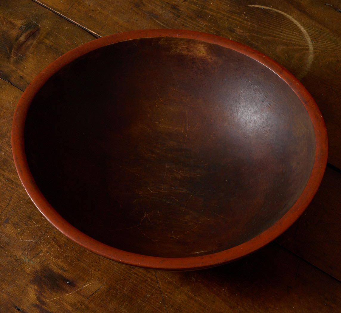 VINTAGE POLYCHROME FLORAL WOODEN BOWL