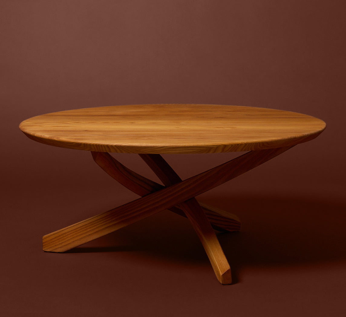 SOLID FRENCH ELM COFFEE TABLE BY PIERRE CHAPO