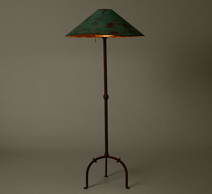 VINTAGE FLOOR LAMP WITH PATINATED COPPER SHADE