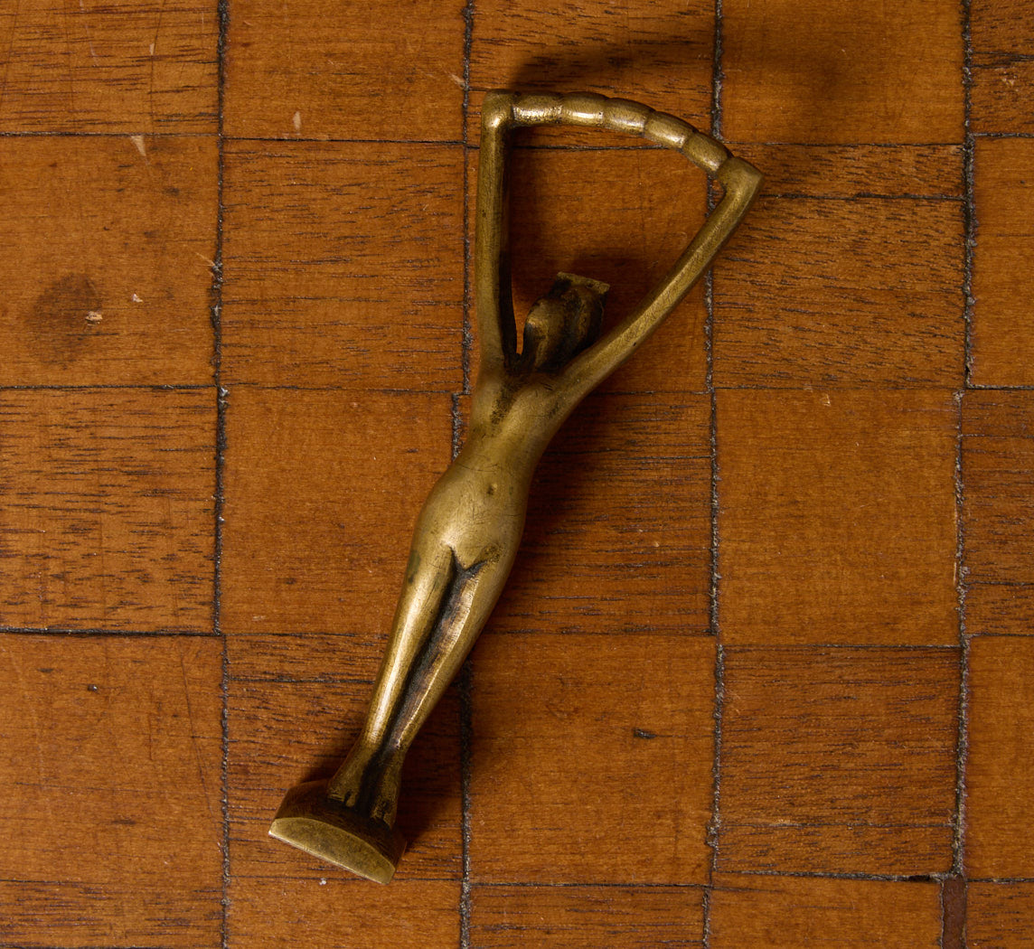 VINTAGE BRASS NUDE FIGURE BOTTLE OPENER