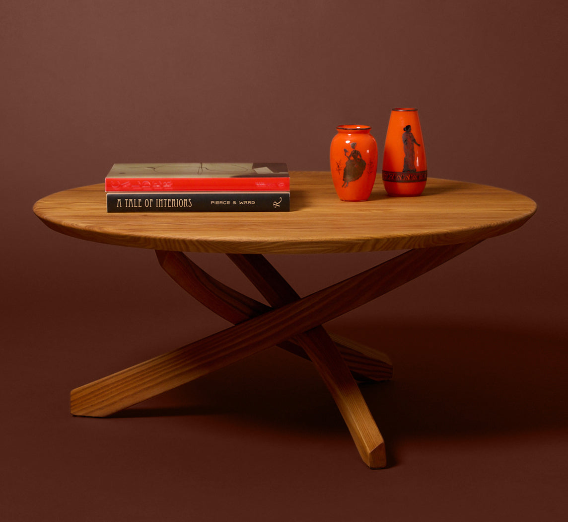 SOLID FRENCH ELM COFFEE TABLE BY PIERRE CHAPO