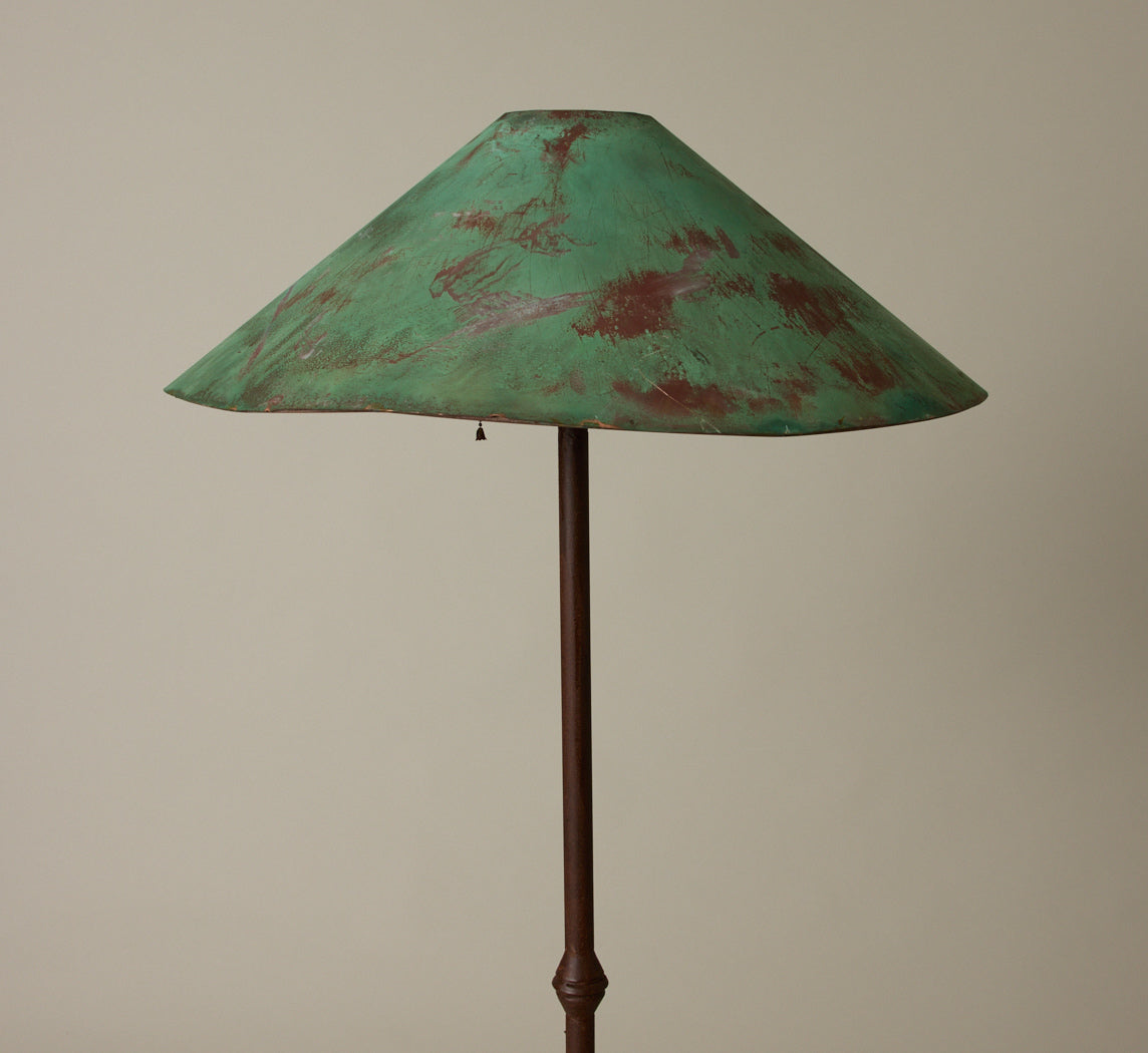 VINTAGE FLOOR LAMP WITH PATINATED COPPER SHADE