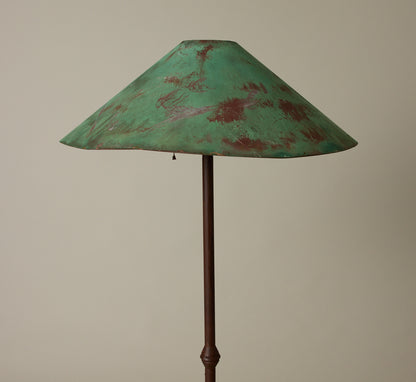 VINTAGE FLOOR LAMP WITH PATINATED COPPER SHADE