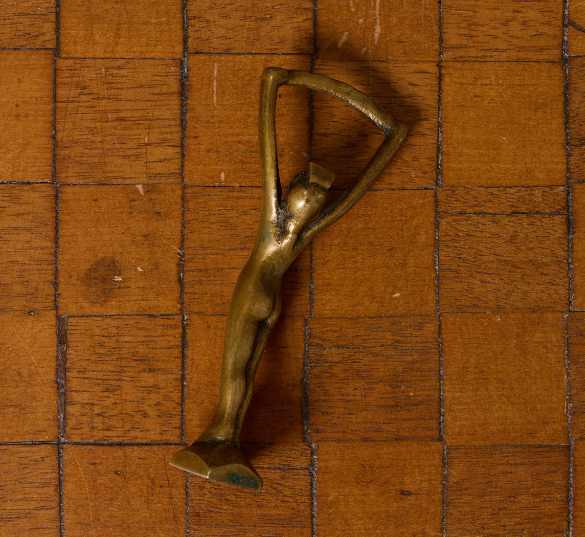 VINTAGE BRASS NUDE FIGURE BOTTLE OPENER