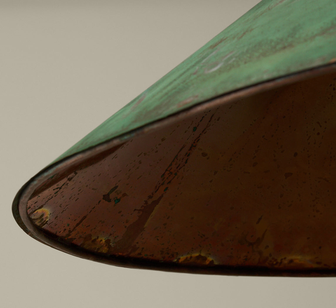 VINTAGE FLOOR LAMP WITH PATINATED COPPER SHADE