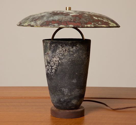 CERAMIC RAKU ATOMIC TABLE LAMP IN NOIR