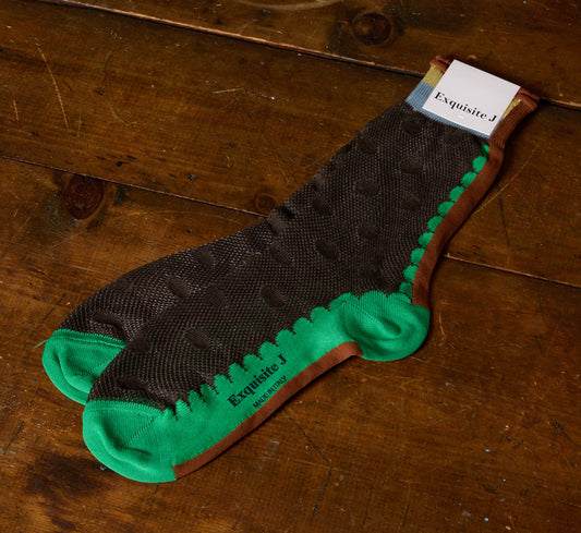 EXQUISITE J SHEER SOCKS IN BROWN DOT