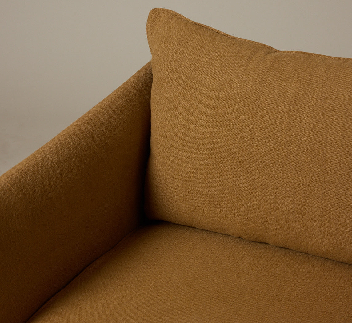 MARIO BELLINI FOR CASSINA ARMCHAIR IN TUMERIC LINEN
