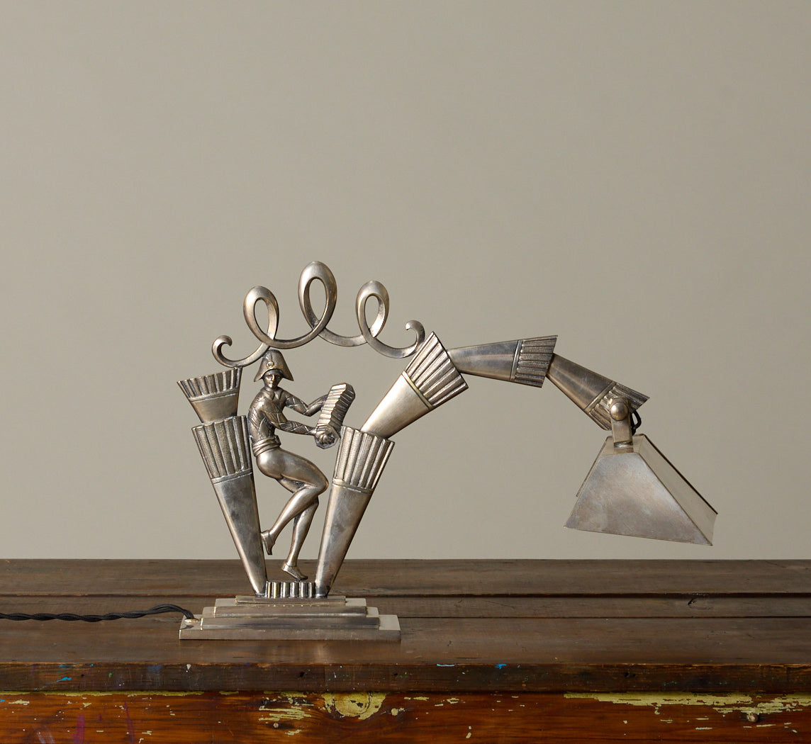 ART DECO HARLEQUIN PIANO LAMP BY G.M. BORETTI