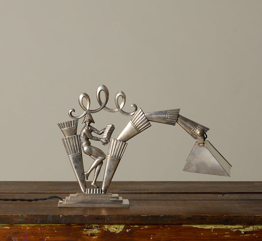 ART DECO HARLEQUIN PIANO LAMP BY G.M. BORETTI