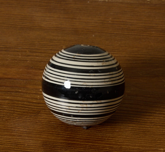 VICTORIAN STRIPED CERAMIC PARLOR GAME BALL