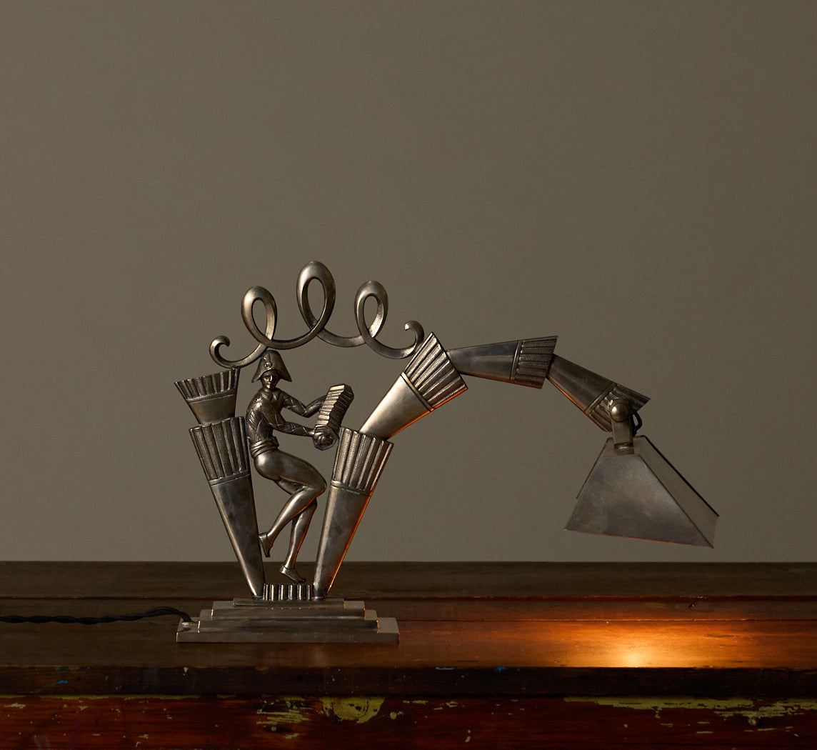 ART DECO HARLEQUIN PIANO LAMP BY G.M. BORETTI
