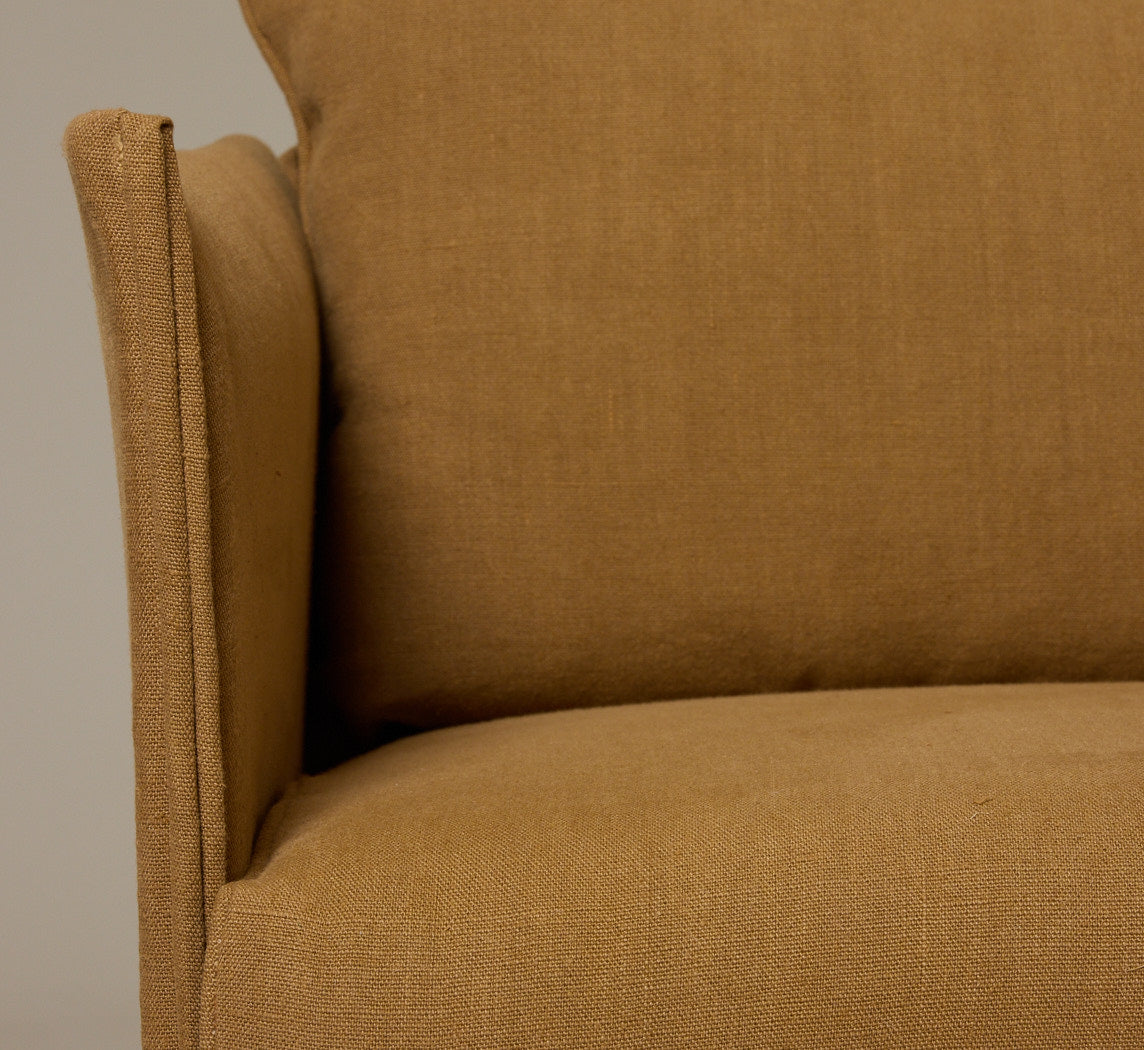 MARIO BELLINI FOR CASSINA ARMCHAIR IN TUMERIC LINEN