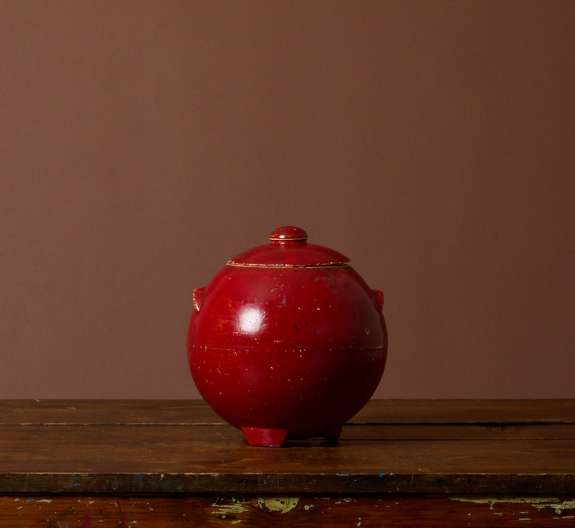 1940S RED STONEWARE ORB JAR