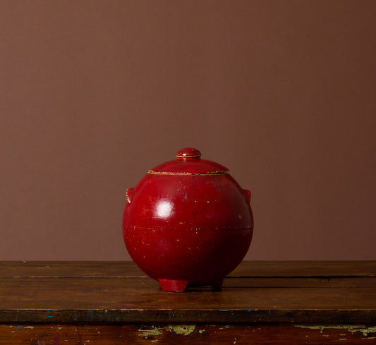 1940S RED STONEWARE ORB JAR
