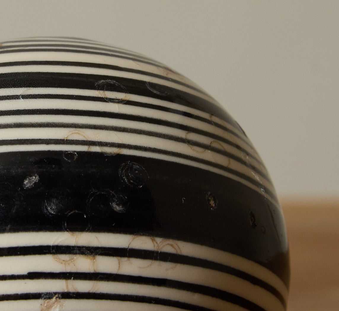 VICTORIAN STRIPED CERAMIC PARLOR GAME BALL