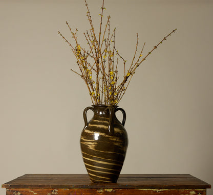 OVERSIZED EARTHENWARE FOLK ART SWIRL VASE II