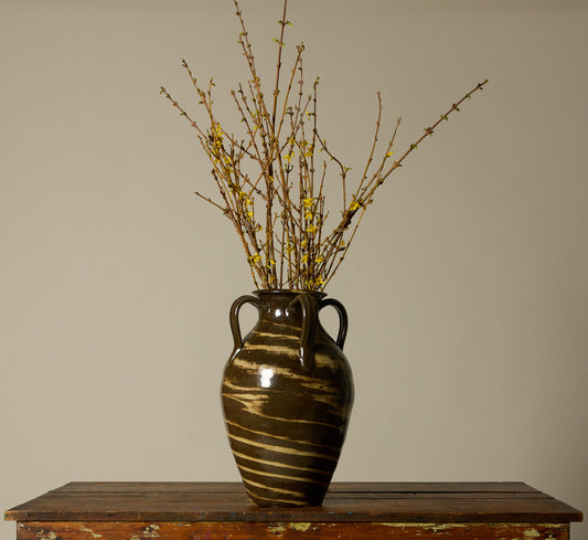 OVERSIZED EARTHENWARE FOLK ART SWIRL VASE II