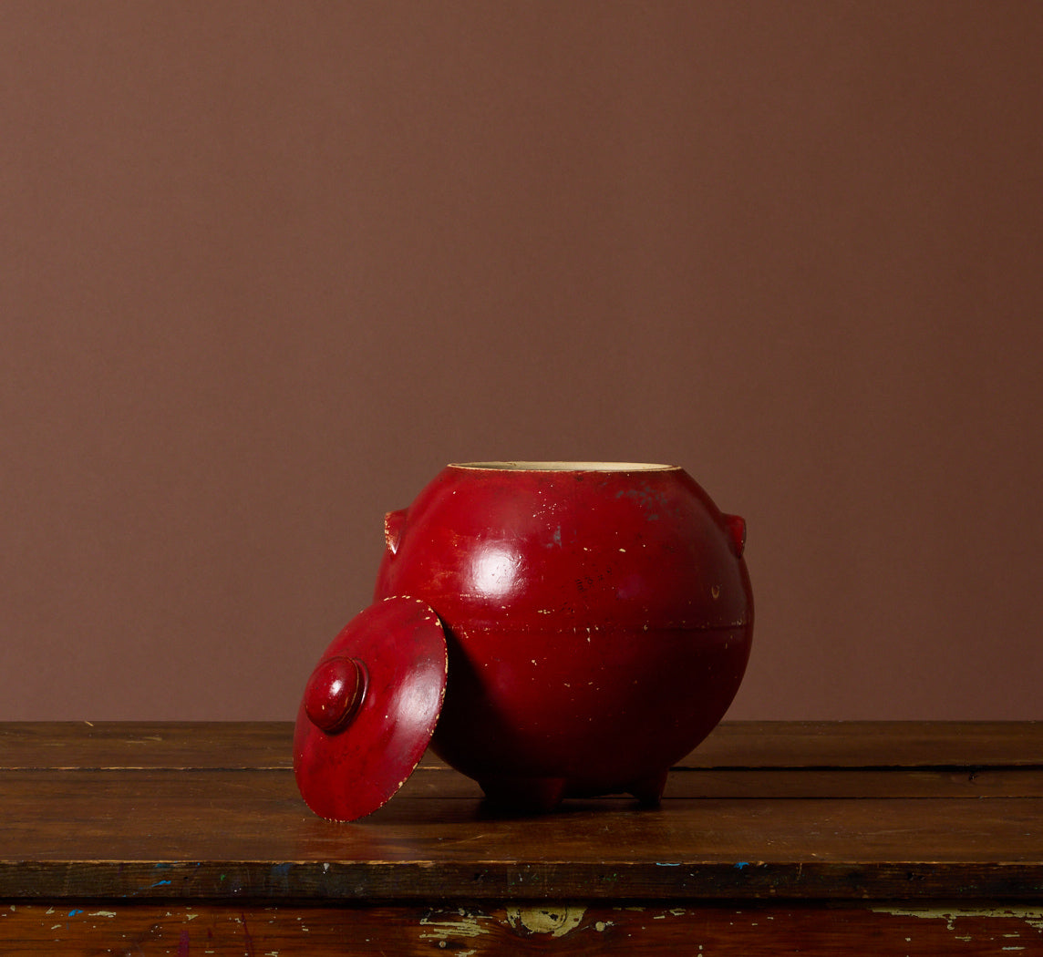 1940S RED STONEWARE ORB JAR