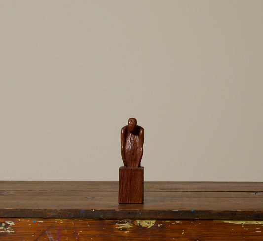 MID-CENTURY MODERNIST FIGURAL WOODEN SCULPTURE