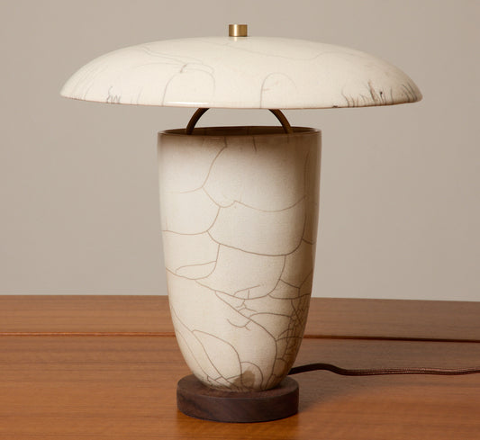 CERAMIC RAKU ATOMIC TABLE LAMP IN CRACKLE