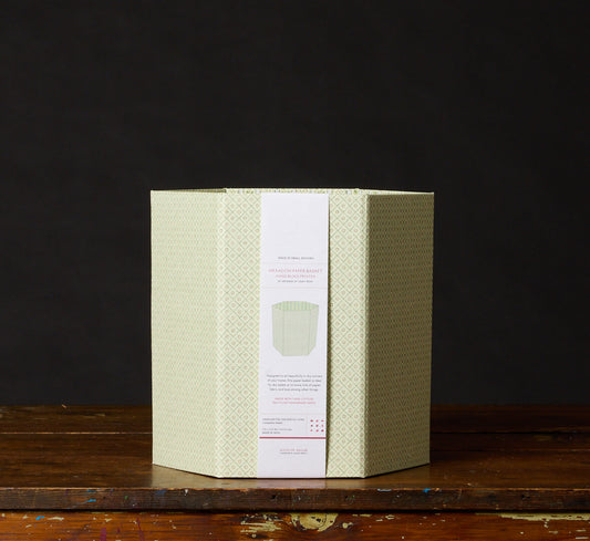 BLOCK PRINTED HEXAGON COLLAPSIBLE BASKET