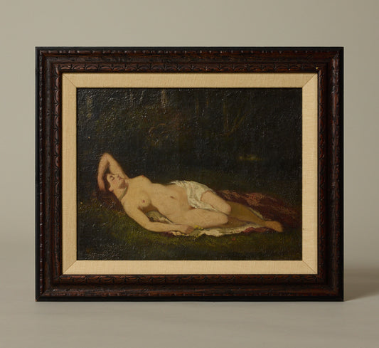 19TH CENTURY FRENCH NUDE BACCHANTE IN THE WOODS