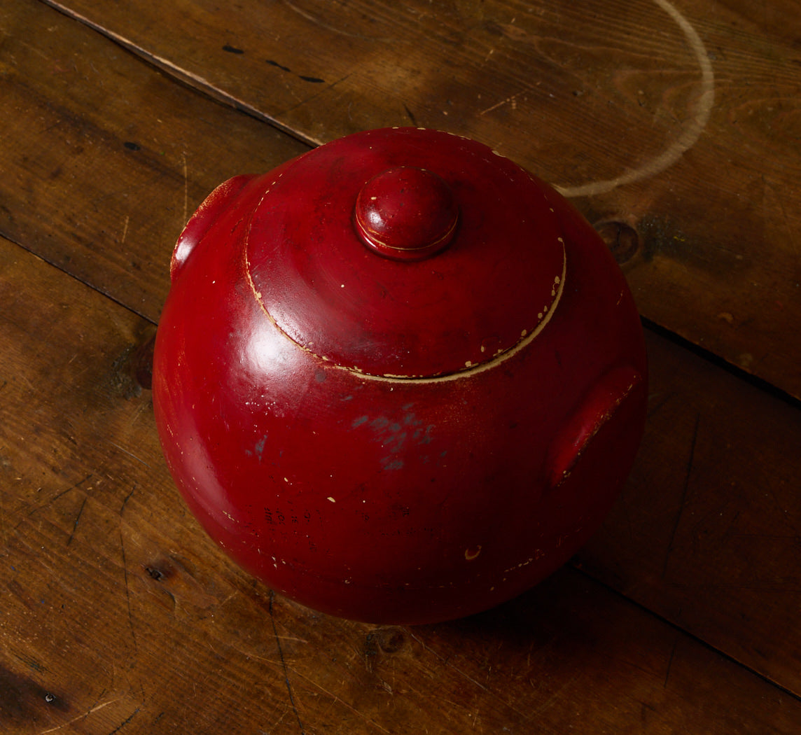 1940S RED STONEWARE ORB JAR
