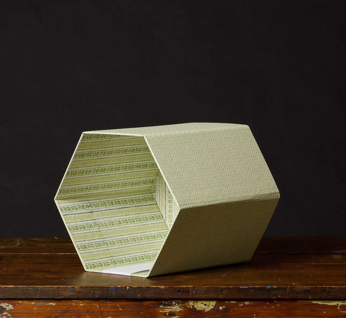 BLOCK PRINTED HEXAGON COLLAPSIBLE BASKET
