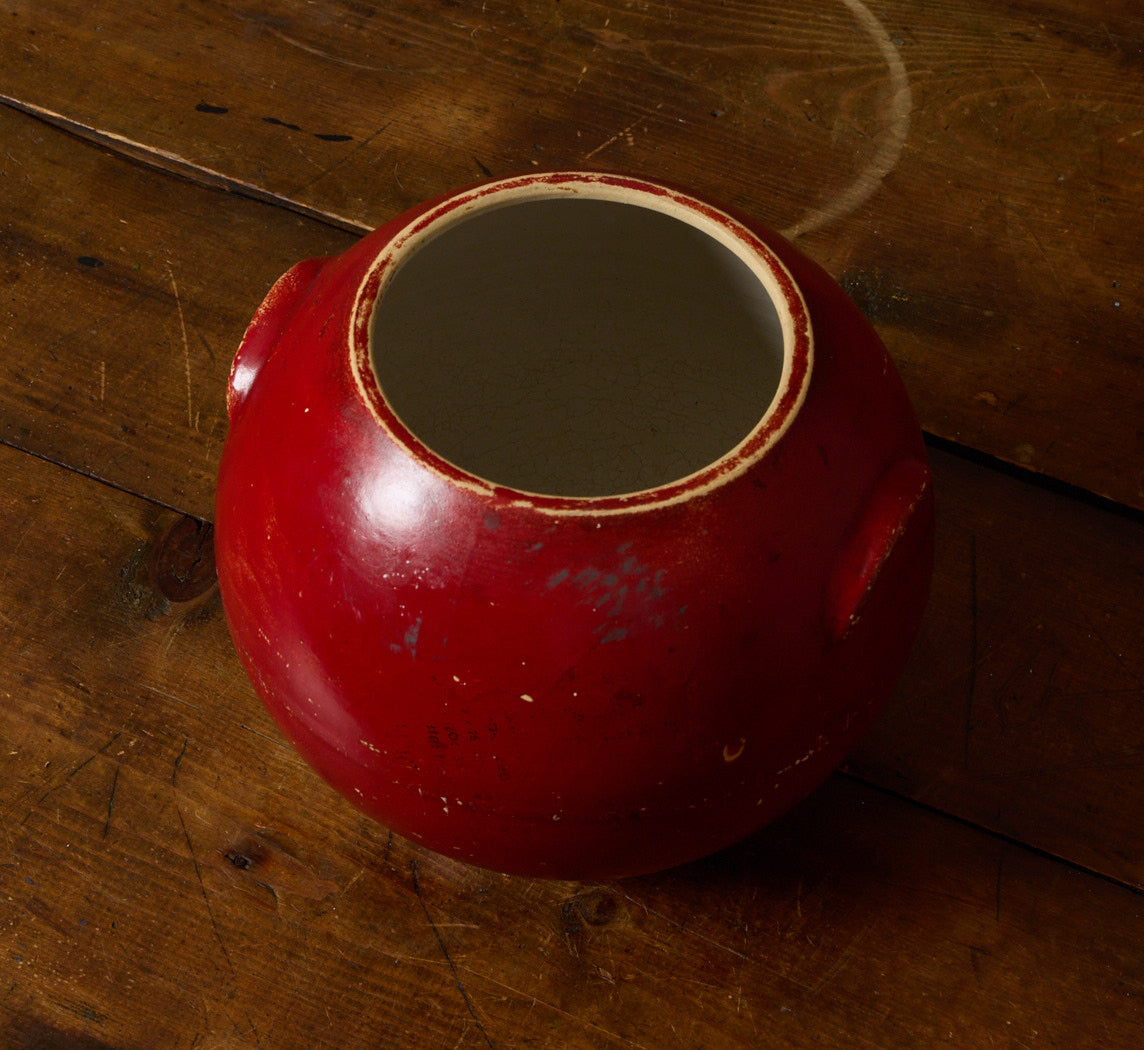 1940S RED STONEWARE ORB JAR