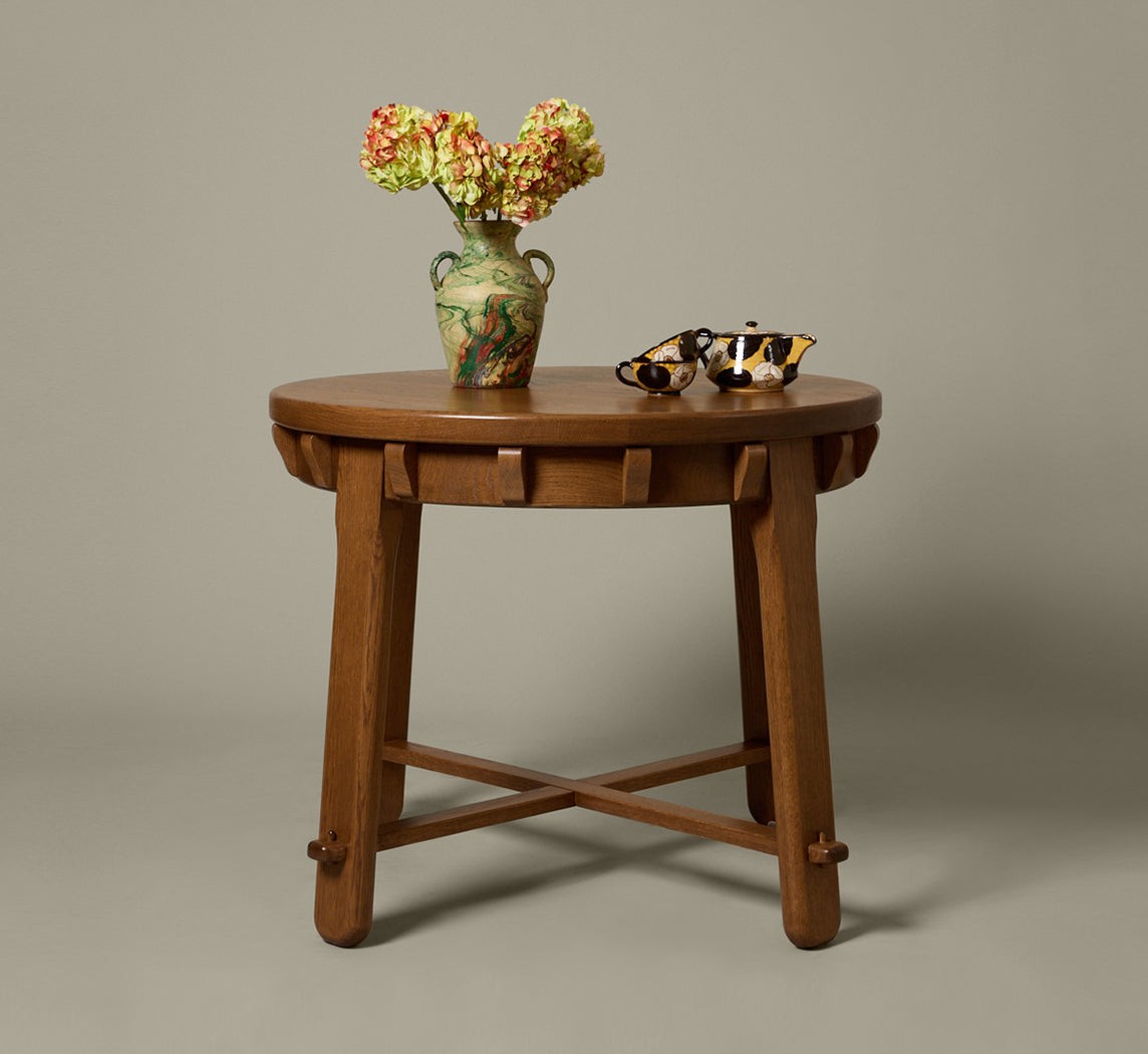 BESPOKE BRUTALIST STYLE OAK OCCASIONAL TABLE