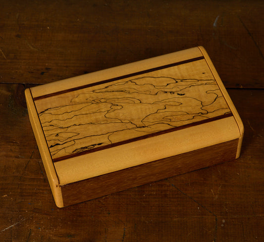 VINTAGE SPALTED MAPLE INLAY BOX