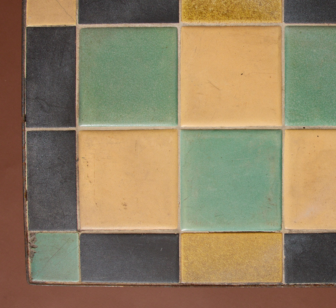 1920S ART DECO WROUGHT IRON & TILE GARDEN TABLE