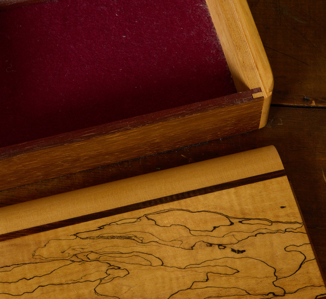 VINTAGE SPALTED MAPLE INLAY BOX