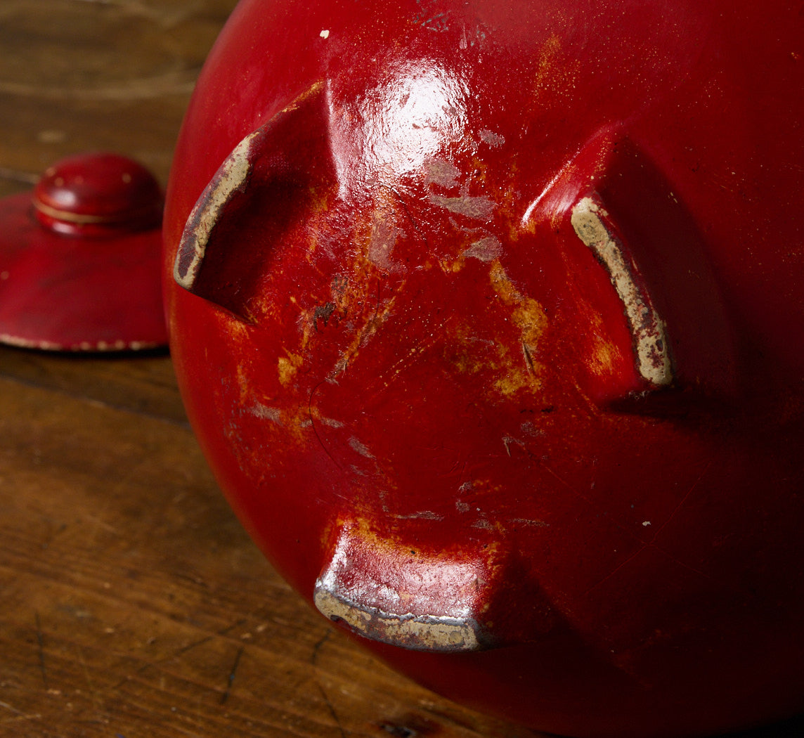 1940S RED STONEWARE ORB JAR