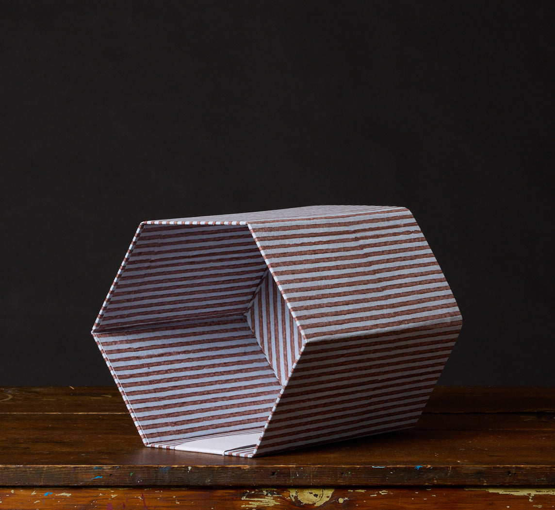 BLOCK PRINTED HEXAGON COLLAPSIBLE BASKET