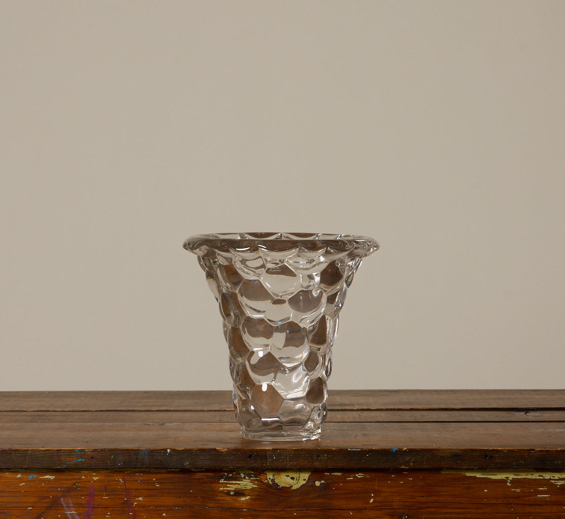 1930S FRENCH CRYSTAL HONEYCOMB VASE