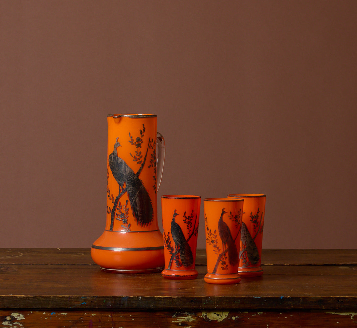 VINTAGE TANGO GLASS PEACOCK DRINKING SET