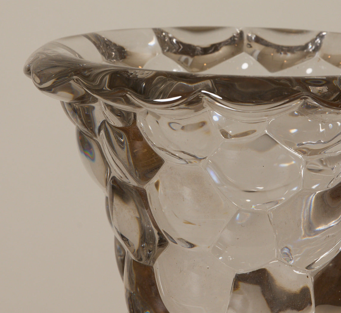 1930S FRENCH CRYSTAL HONEYCOMB VASE