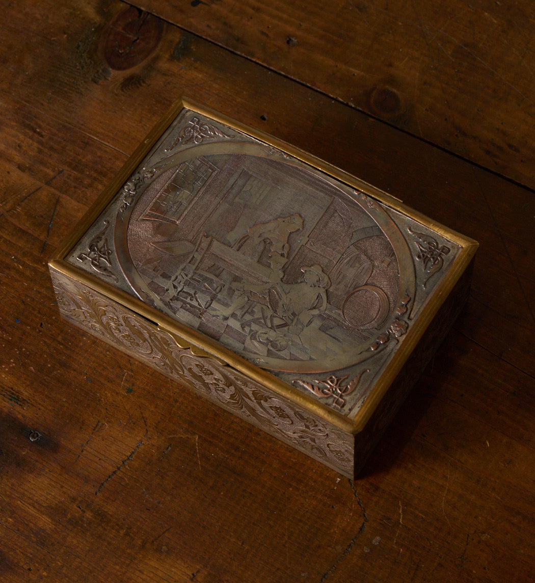 LATE 19TH CENTURY BRASS JEWELRY BOX