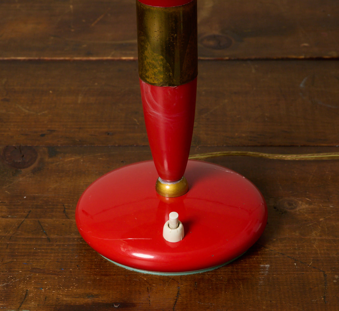 1960S ITALIAN RED ENAMEL MUSHROOM LAMP