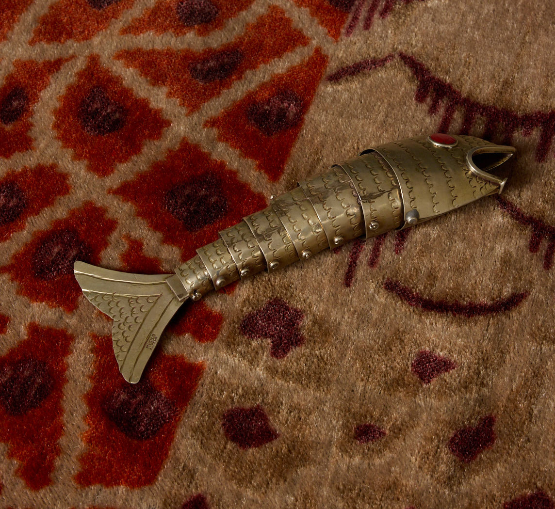 VINTAGE MEXICAN BRASS ARTICULATING FISH BOTTLE OPENER