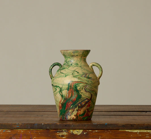 FRENCH ART DECO MARBLED CERAMIC VASE