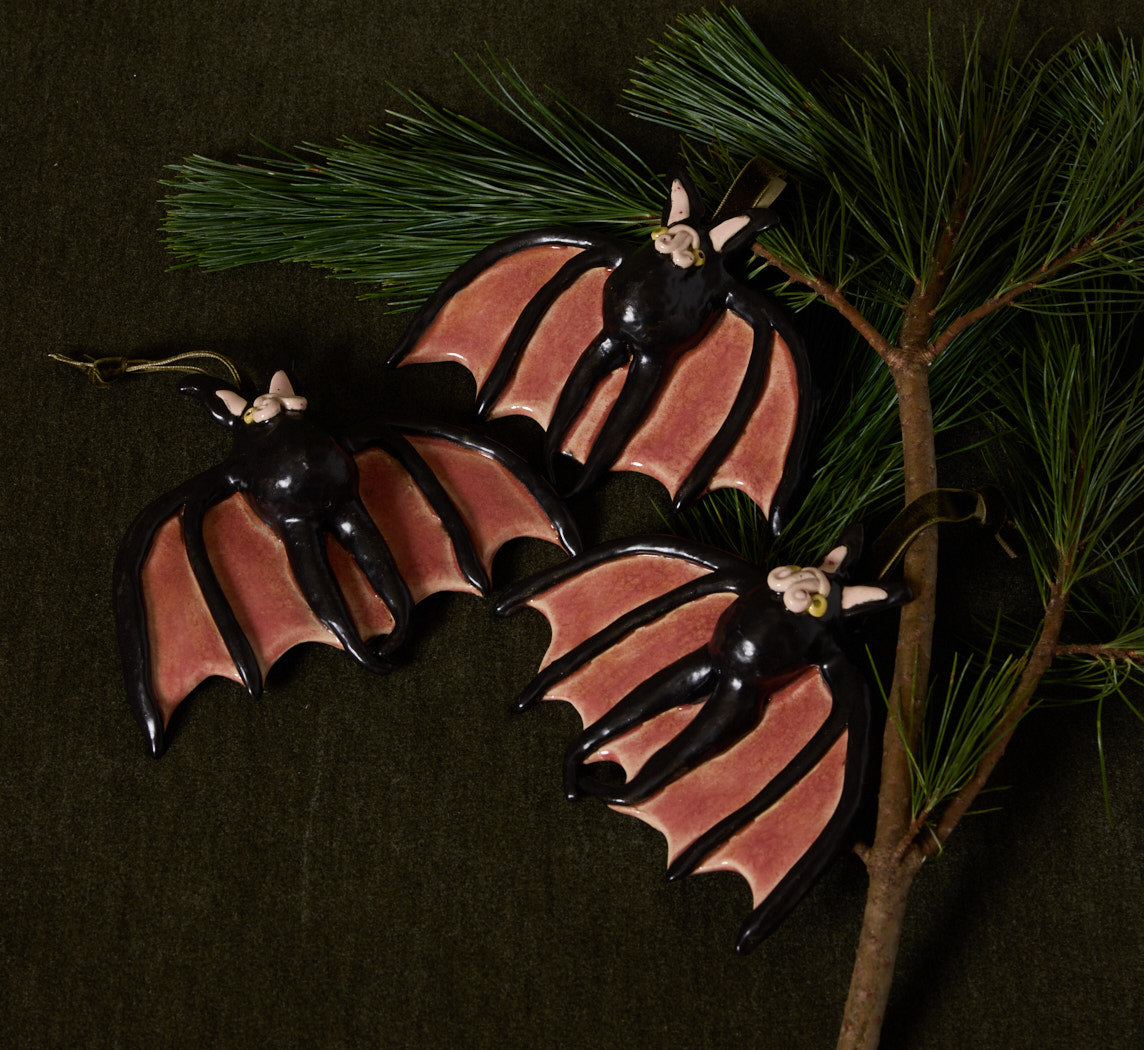 BLACK BAT ORNAMENT BY PEARCE WILLIAMS